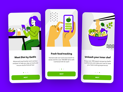 Calorie Tracker Onboarding Process | Diet Mobile App app app design calorie calorie tracker calorie tracker app cook diet dish food food app loss meal mobile onboarding planner receipe splash weight weight loss