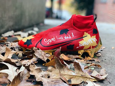 Dear Dad, Love Autumn 49ers autumn cleats custom sneakers football hand painted leaves paint