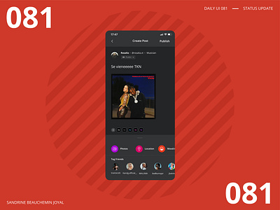 Daily UI 081 - Status Update create post daily 100 challenge daily ui daily ui 081 dailyui dailyui 001 design illustrator rosalia status update ui