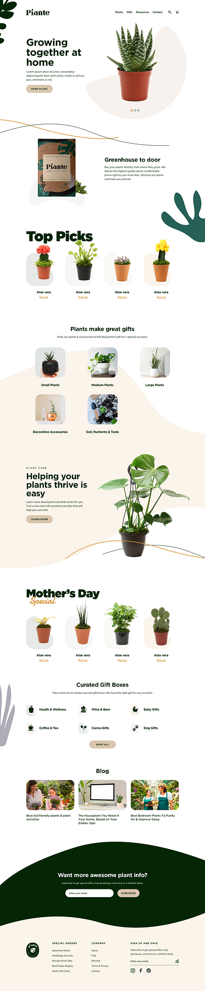 Piante Plants design shopify shopify store ui ux web web design website website design