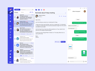 Mail client concept app design chat desktop application email inbox integration interface design mail mail client messenger