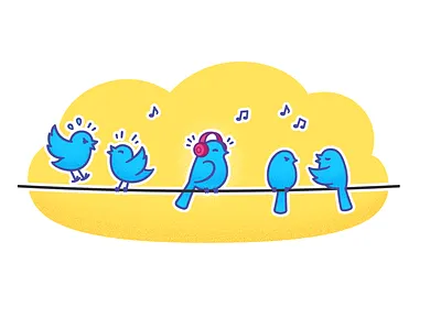 Twitter birds art bird birds cute fighting header illustration illustration twitter vector wire