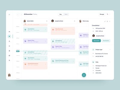 Veterinary Clinic Calendar app calendar dashboard date financial green management plan platform schedule sidebar stats system time timeline uiux ux veterinary