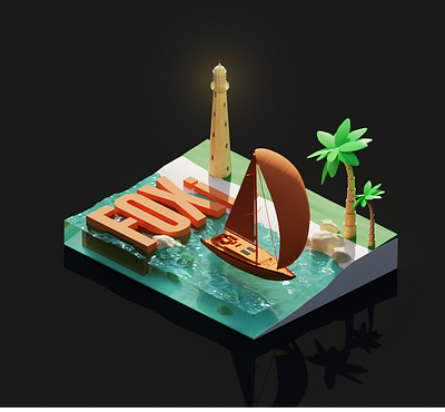 Beach 3d 3d 3d art 3d artist 3d beach 3d blender 3d sea adobe dimension beach blender cinema4d lighthouse ocean palm palm tree palmtree render sea