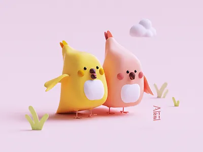 Parrots 3d blender blender3d octane octanerender parrots scene