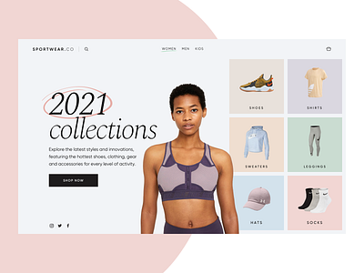 Sportwear Landing // Hero UI Concept design hero hero image landing logo minimal nike sports sports design sweater typography ui web women women empowerment