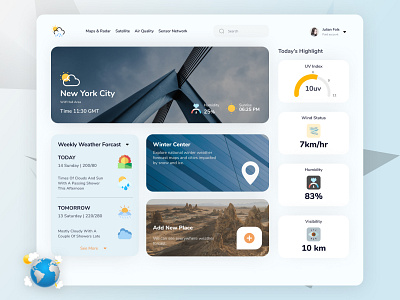 Weather App - Dashboard Design abstract app app design clean clean ui creative dashboard dashboard ui landing minimal modern ui ui design uidesign ux ux design uxdesign vector weather weather app