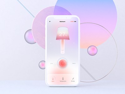 Lamp switcher UI 3d calm energy homepage iphone lamp operating system os smart smarthome tabs tabsicons temperature ui visual visual art visual design visual identity