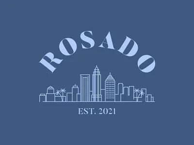 Rosado Jacket Embroidery Design all caps black lettering cityscape clean embroidery est. established florida graphic design jacket line drawing serif simple tampa white