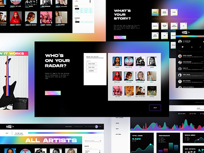 Museroom - Music Community Platform artist branding gradient graphic design modern music music app musician uiux website website design