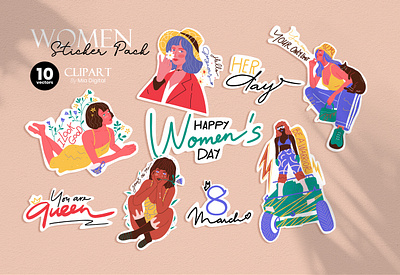 Women Empowerment Sticker Pack - 8 March Happy Women's Day 8 march icon body positive cartoon sticker feminist lettering stickers girl illustration girl sticker hand drawn sticker happy women day hashtag illustration inspirational quote quote for women sticker sticker pack vector illustration women empowerment women illustration women sticker women vector illustration
