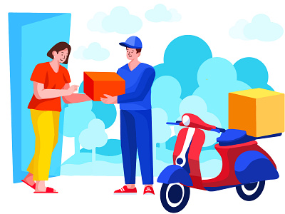 Deliver Illustration app illustration blue orange colorful illustration curier company illustration curier illustration delivery app illustration flat illustration food delivery illustration home delivery illustration illustration modern illustration parcel illustration parcel service illustration red web illustration website illustration