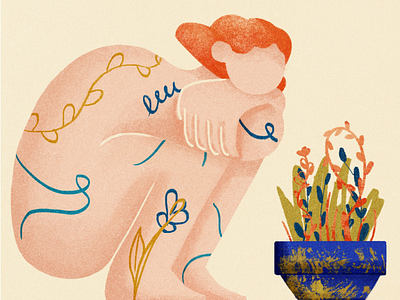 growing up character digital girl illustration plant