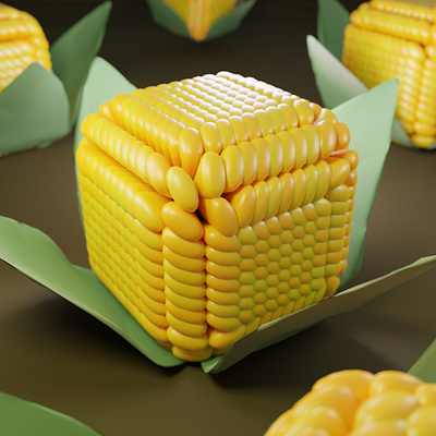 CORN CUBE | CORN v2.0 3dart 3dcube 3dmodel abstract corn cube fruitart fruits illustration vegetableart