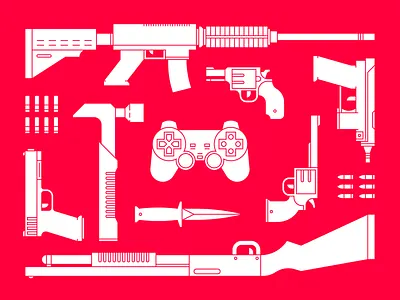 Violence gamereport icon illustration magazine video games violence weapons
