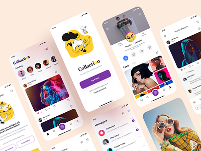 Social App Design - 2 2020 app application design feed figma icon illustration message app mobile onboarding screen product design profile social social media design ui ux