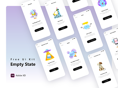 Empty State Collection - Free Xd File adobe adobexd app collection empty empty state error free freebie mobile state ui ux wrong xd