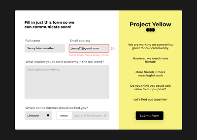 Daily UI #082 - Form 082 black dailyui form submit form yellow