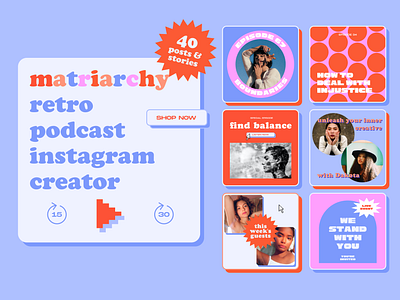 Retro podcast creator for Instagram blue brand branding colorful episode guest host instagram template listen now pink play podcast podcast art podcast template podcaster podcasting red retro retro brand retro design