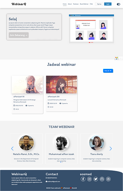 webinarq ilmu komputer kendari universitas halu oleo web design webinar website yii2