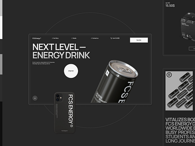 FCS Energy adaptive black black white concept dark drink eccomerce energy drink landing page design landingpage minimal modern online shop online store web