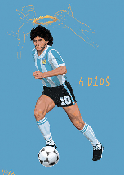 Maradona argentina gods illustration light blue maradona poster soccer