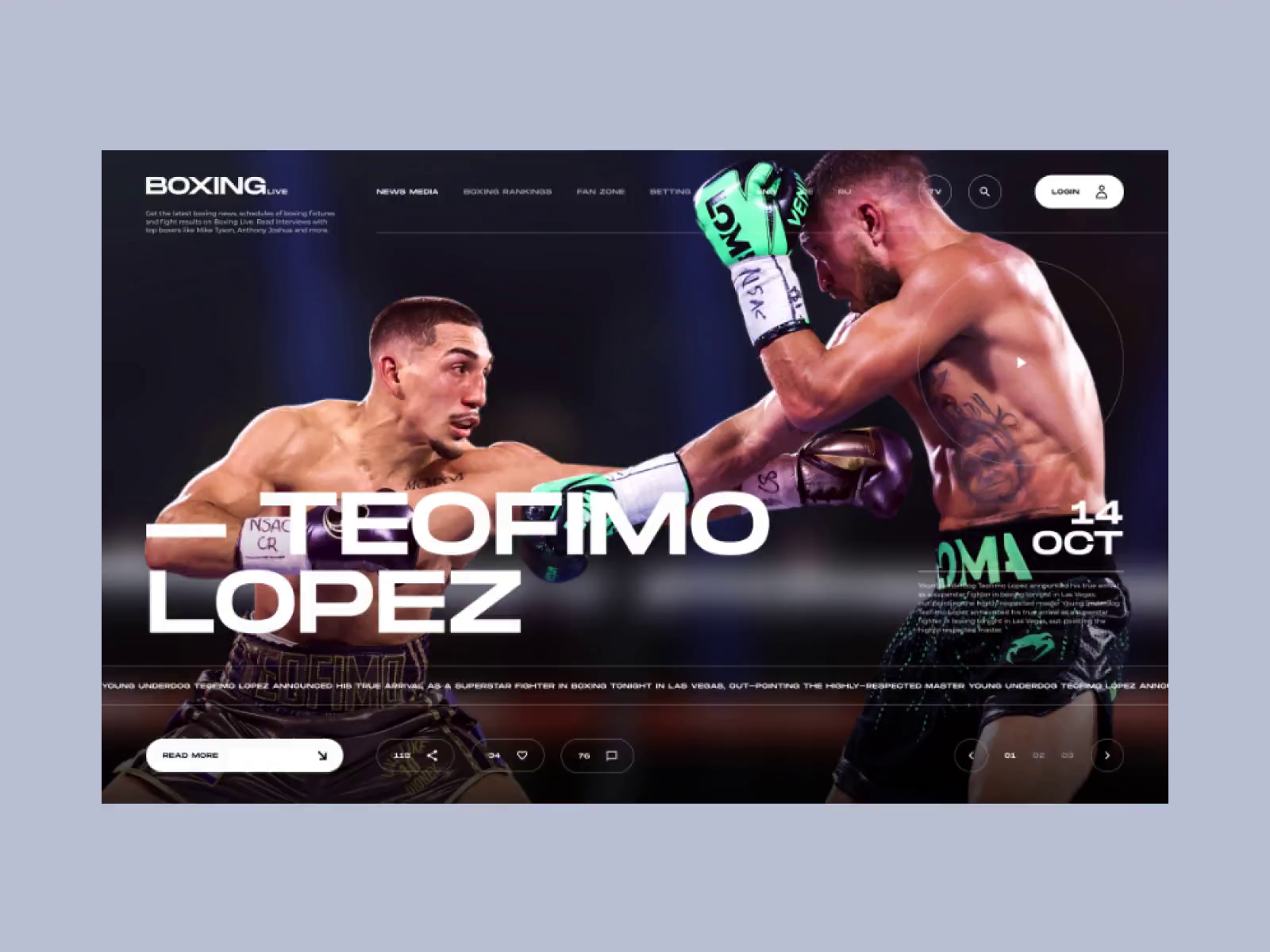 Example of Sport news website - concept - part 1