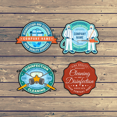 Disinfection 😷 Service Patches advertising badge banner cleaning disinfection logo patch services