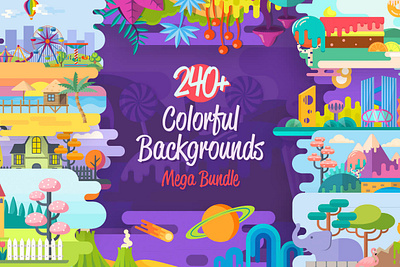 240+ Colorful Backgrounds - Mega Bundle art background background art background design background illustration backgrounds bundle cartoon collection colorful design flat graphic illustration vector vector art vector illustration