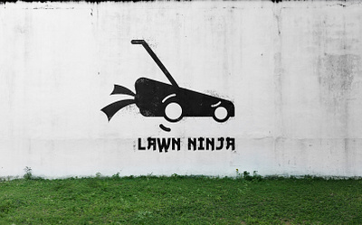 LAWN NINJA branding design lawncare lawnmower logo ninja stencil vector