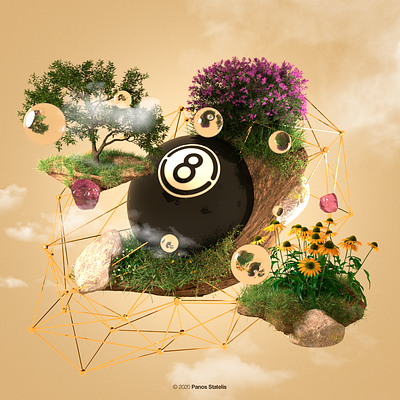 8ball Spring 3d art 8ball design illustration