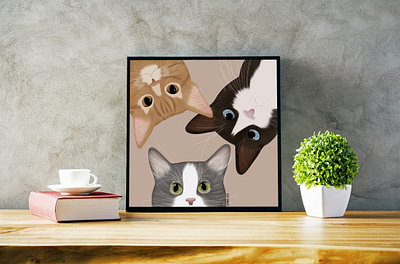 Cat Portraits - for a proud owner animal cats creative digital art illustration pet portrait product design wall art