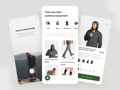 Outdoor Equipment Store App Exploration android app android app design clean design mobile mobile app online shop online shopping online store outdoor shop simple store store app