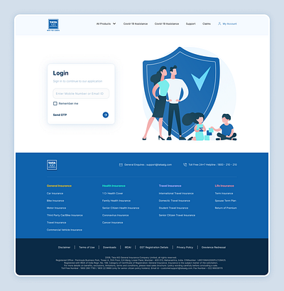 Login Page for TATA AIG design fintech insurance tata ui ux