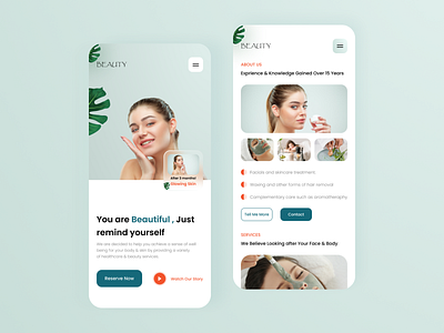 Spa & Beauty Landing Page _ Mobile Version app beauty app clean concept homepage landing page mobile app design responsive design spa app treatment ui ui design uiux uiuxdesign ux web design website website concept website design websites