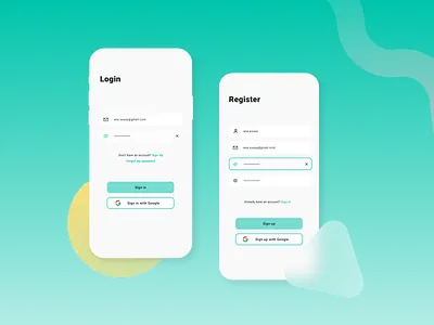 Login & Register Screens app branding design flat login login design login form login page login screen minimal minimalistic modern register register form registration registration page ui ui design ux