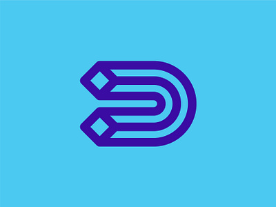 Letter D Logo brand branding cube d digital geometric geometry icon identity illustration letter lines logo mark media noodle squares symbol type typography