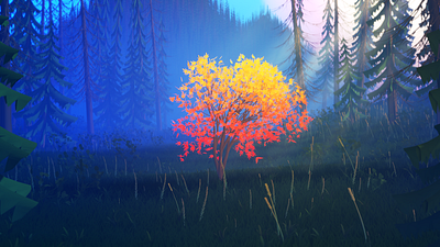 Magic Forest 3d blender concept fog foliage forest grass illustration lowpoly render trees