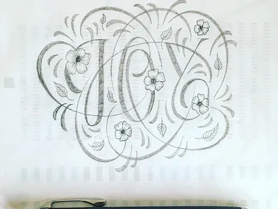 Joy flourishes lettering sketch