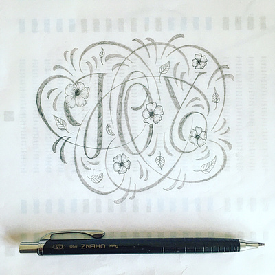 Joy flourishes lettering sketch