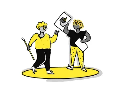 Illos 2 design diversity editorial hand drawn illustration mentor neon support