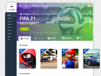 Gamebox - A online game store adobe xd adobexd clean cleandesign conceptdesign design games gamestore onlinegames onlinegamestore onlinestore playstation playstation5 ui uidesign uiux