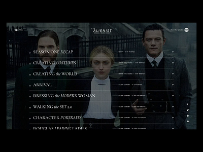 The Alienist animation carousel concept design list the alienist ui website