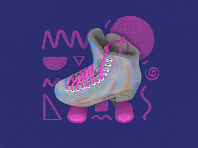Roller Skate 90s abstract color color palette design hot pink illustration iridescent pink procreate ride roller skate rollerskate shapes skate skates skating summer vibe