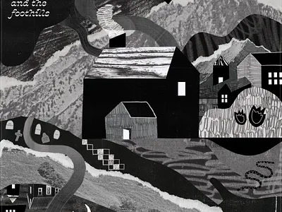 Houses on a Hill album art album cover collage hand drawn house illustration mountain paper papercutting pencil print design scanner shapes texture wacom