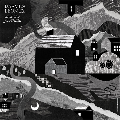 Houses on a Hill album art album cover collage hand drawn house illustration mountain paper papercutting pencil print design scanner shapes texture wacom