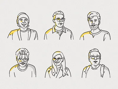 SeriesEight portraits brand colour and lines colourandlines employee icon illustration james oconnell minimal portrait team