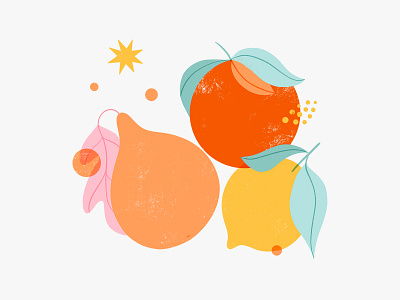 Winter Fruits citrus colorful digital art fruit illustration fruits illustration lemons nature nature art shape