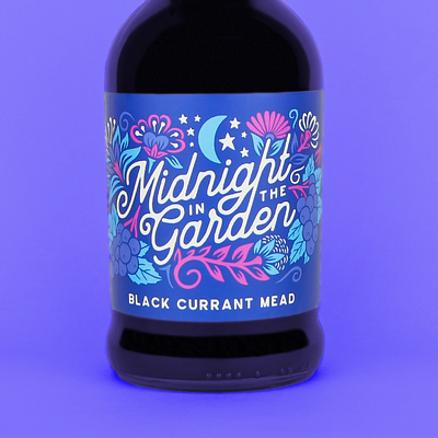 Midnight in the Garden Illustration branding branding design craft flowers handdrawn illustration label design mead packaging