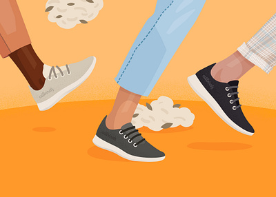 Allbirds Brand Illustration allbirds art brand brand design design ecommerce flat graphic design illustration illustrator orange photoshop running shoes sneakers vector